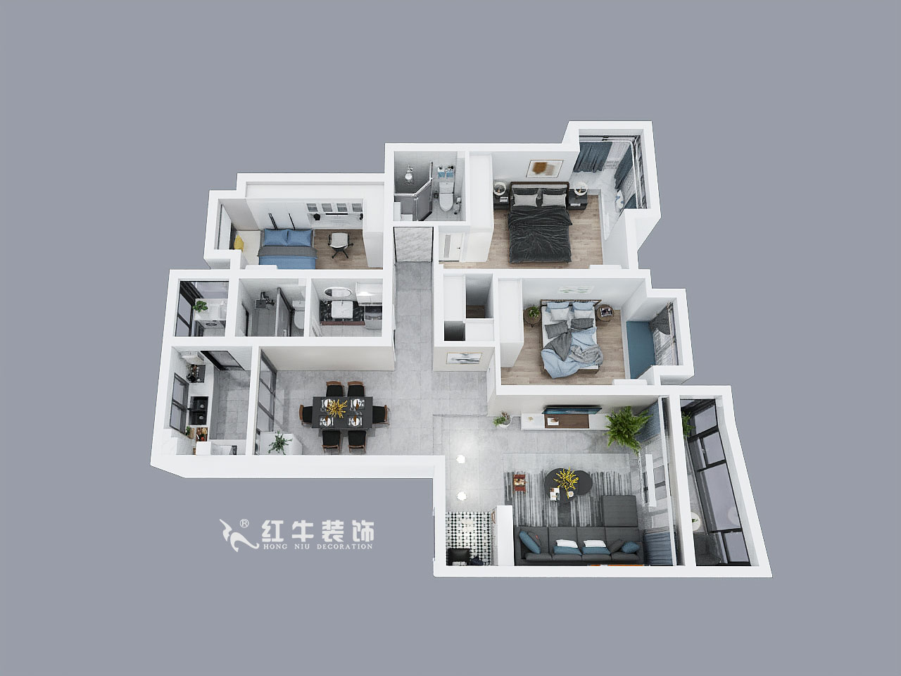 刘小勇_花开四季11-301-120㎡-现代简约风格_鸟瞰图+logo